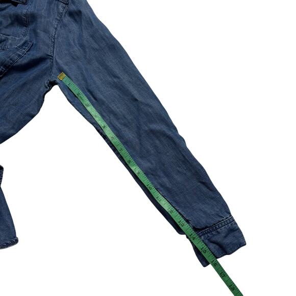 J.JILL DENIM Soft Lyocell Chambray Button Up Shirt Size XS Petite Blue Collared - Picture 10 of 11